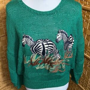 Vintage 1980's zebra‎ sweater size Medium/Large